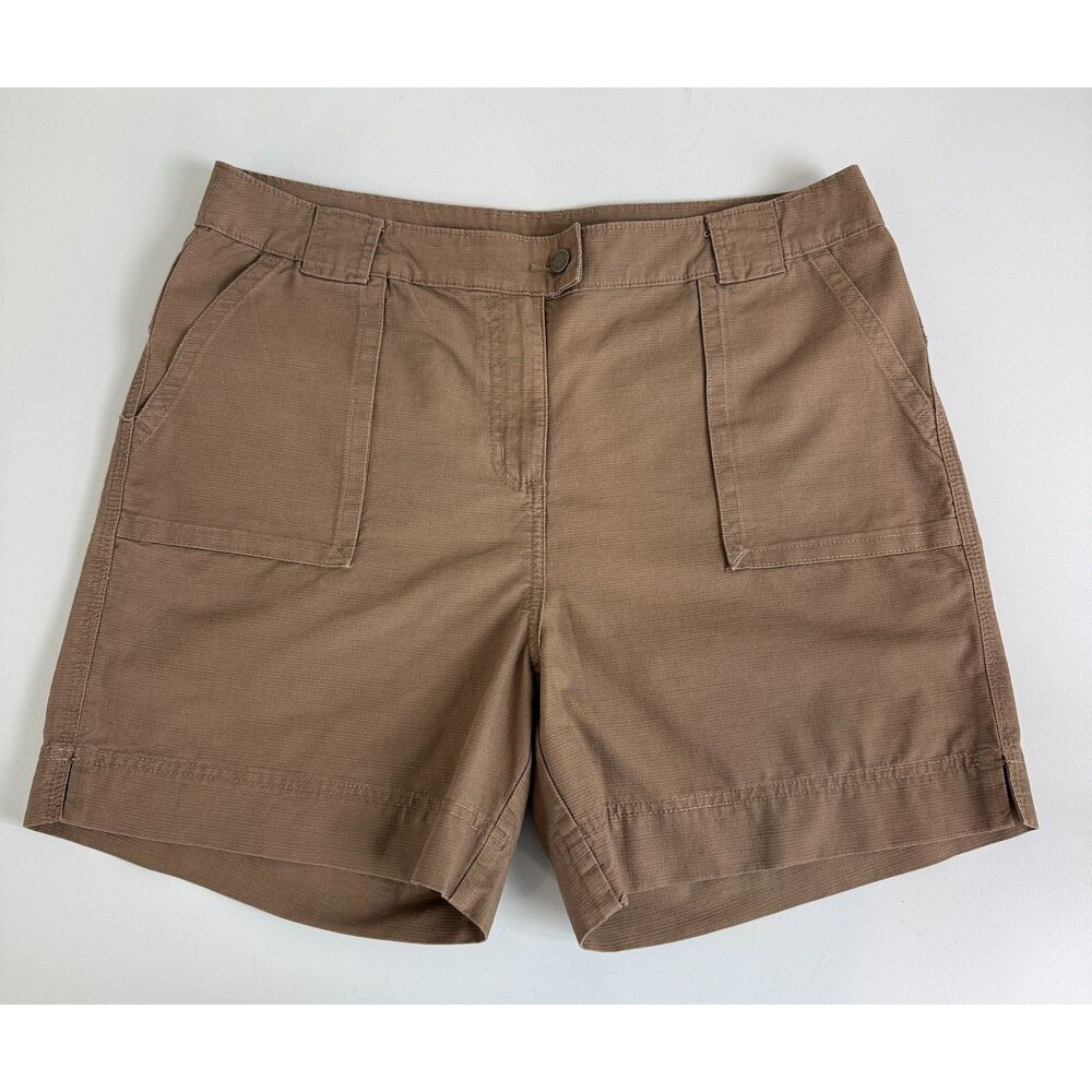 Woolrich Women's Brown Ripstop Shorts 100% Cotton Size 14